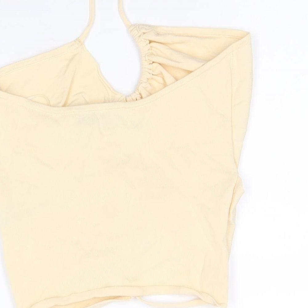 Zara Womens Beige Viscose Basic Tank Size M Halter