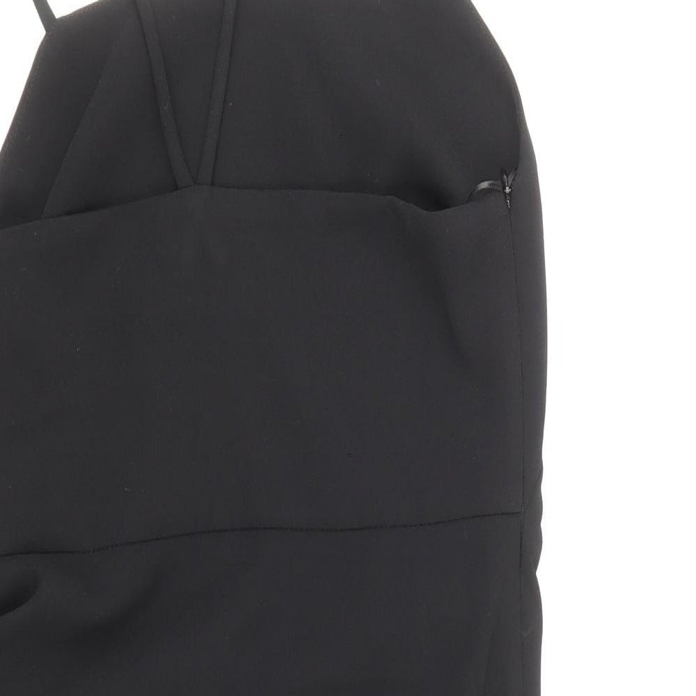 Zara Womens Black Polyester Slip Dress Size M Square Neck Pullover
