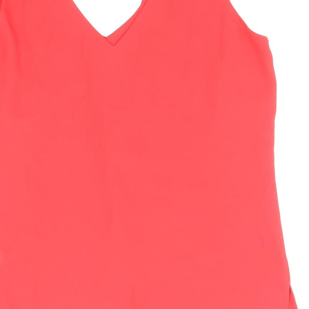 Wallis Womens Red Polyester Basic Blouse Size 10 V-Neck