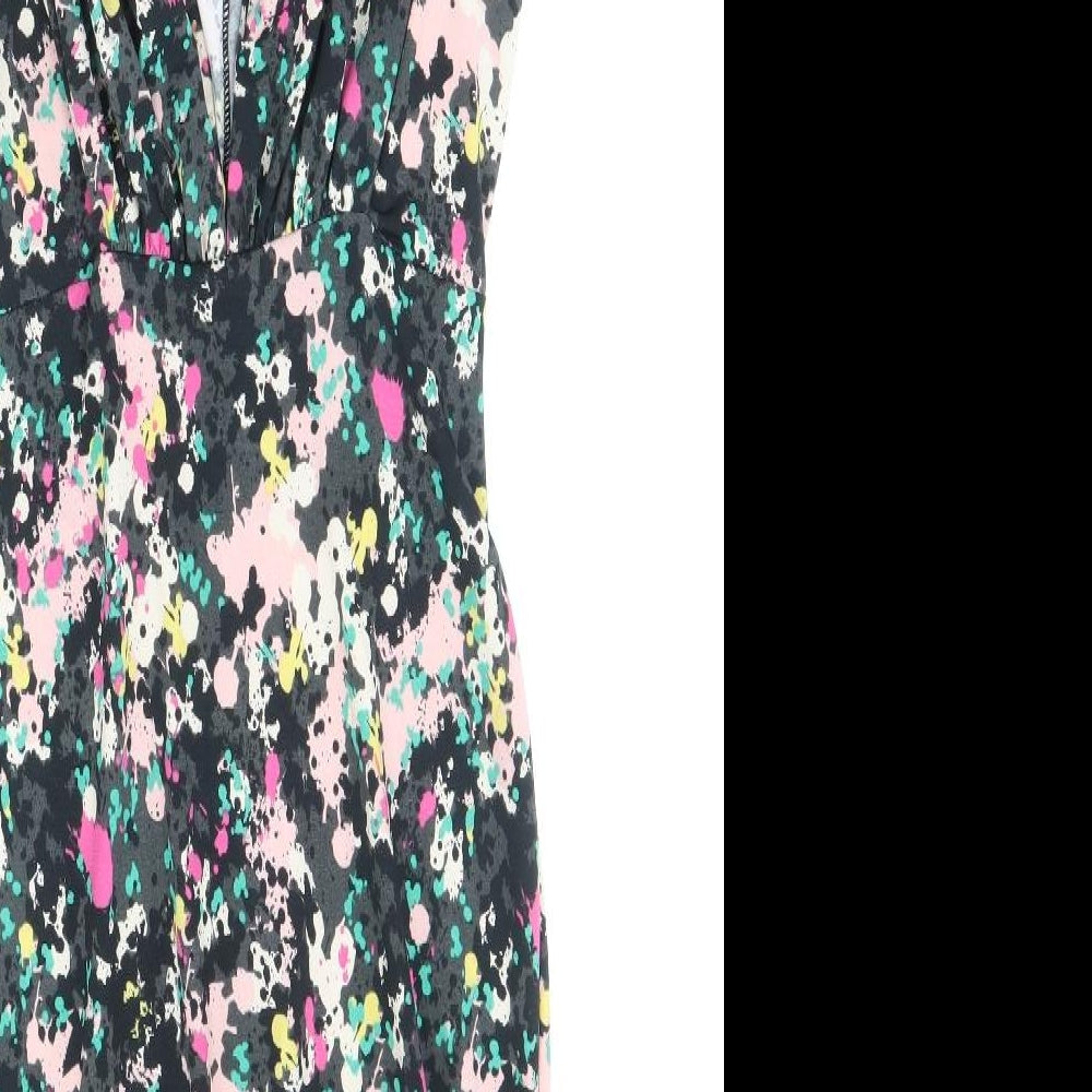 Preworn Womens Black Geometric Polyester Bodycon Size XS Round Neck Pullover