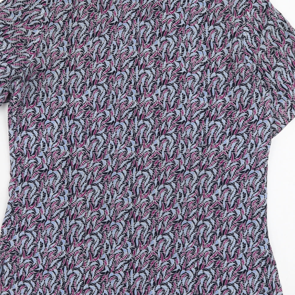 Vortex Womens Blue Geometric Polyester Basic Button-Up Size 10 Collared