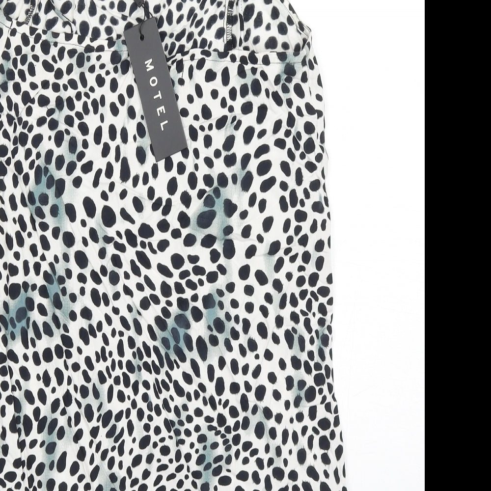 Motel Rocks Womens Black Animal Print Viscose Slip Dress Size 2XS Sweetheart Pullover - Cheetah Print