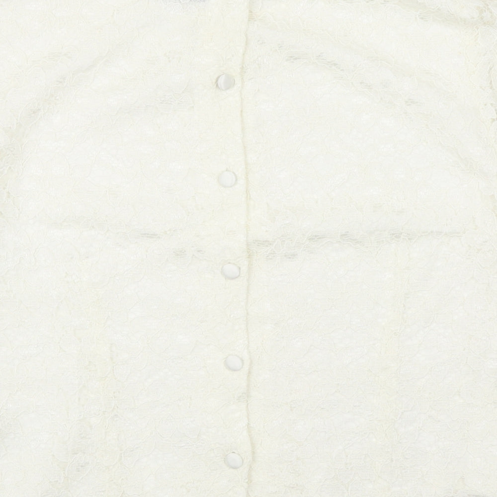 Debenhams Womens Ivory Floral Viscose Basic T-Shirt Size 14 Scoop Neck
