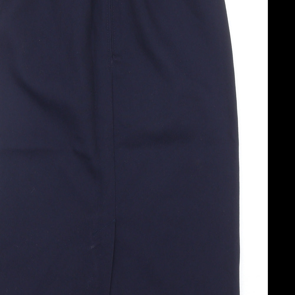 Preworn Womens Blue Polyester Straight & Pencil Skirt Size 10 Zip