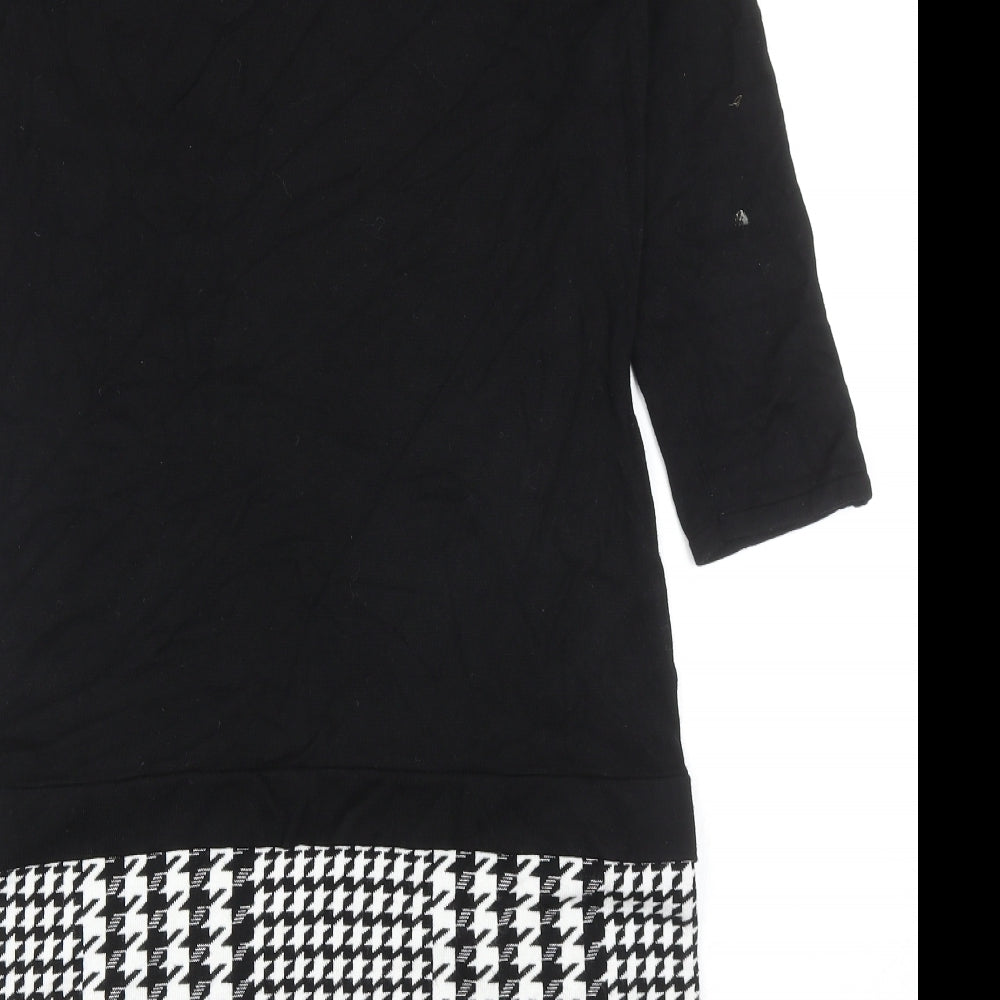 Preworn Womens Black Viscose Sheath Size M Round Neck Pullover