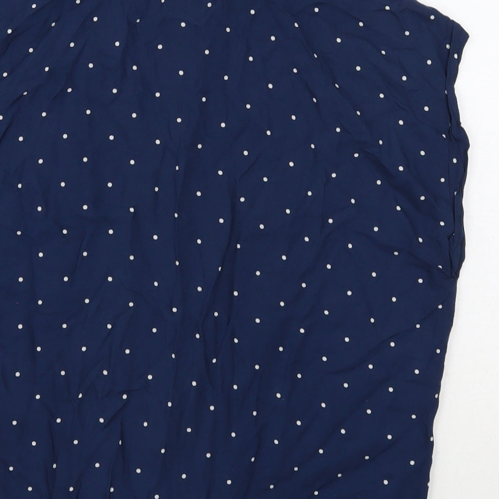 Dizzy izzy Womens Blue Polka Dot Viscose Basic Button-Up Size M Collared - Knot Front