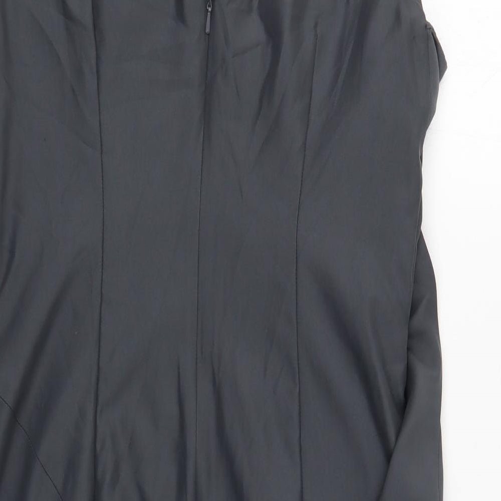Per Una Womens Grey Polyester Shift Size 16 Scoop Neck Zip - Draped