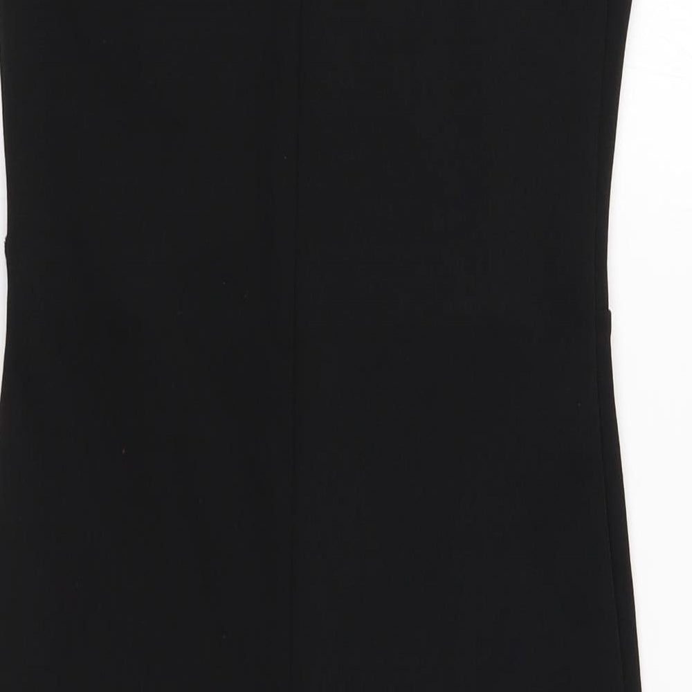 Missguided Womens Black Polyester Mini Size 8 V-Neck Zip - Lace Detail