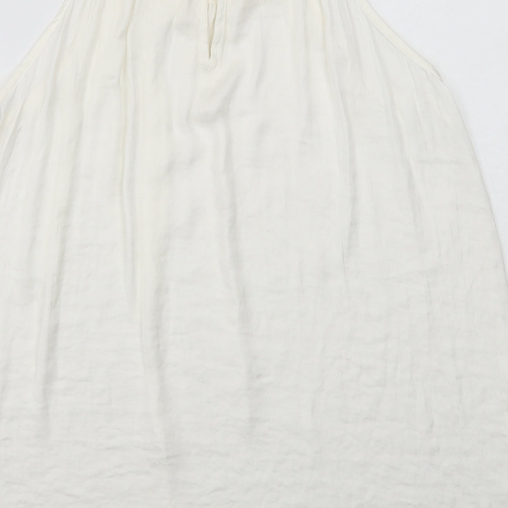 Marks & Spencer Womens Ivory Polyester Basic Tank Size 12 Round Neck - Shirred neckline detail