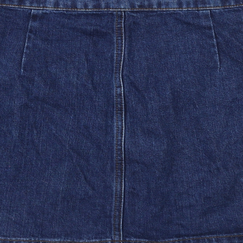 Topshop Womens Blue Cotton Mini Skirt Size 28 in Button