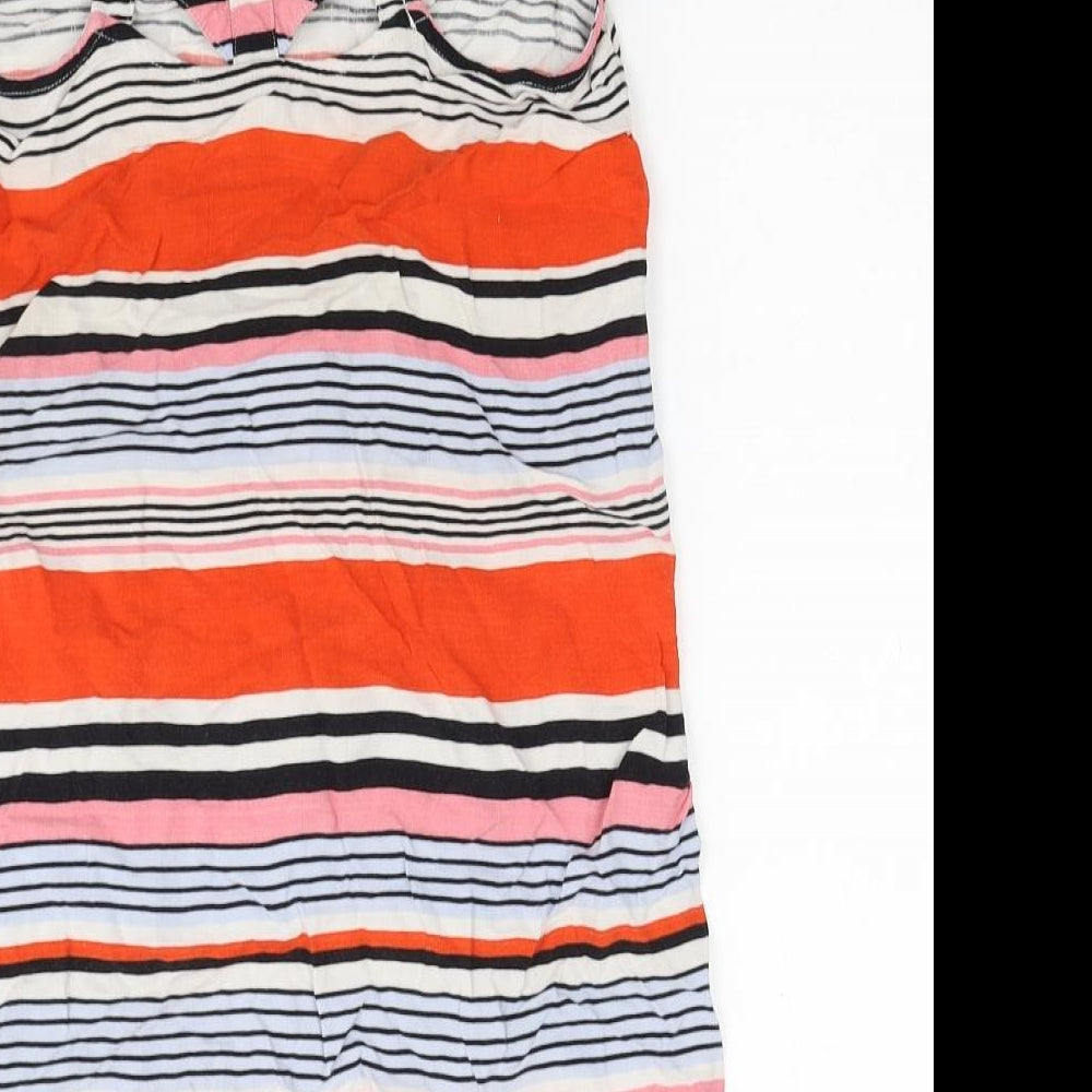 New Look Womens Multicoloured Striped Viscose Basic Tank Size 8 Scoop Neck - Cut Out Back Detail