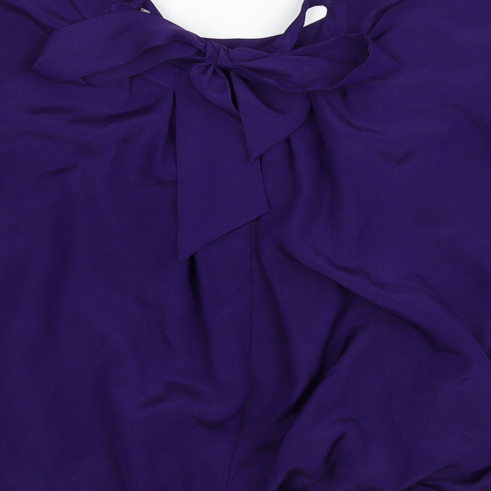 Marks & Spencer Womens Purple Polyester Basic Blouse Size 8 Scoop Neck