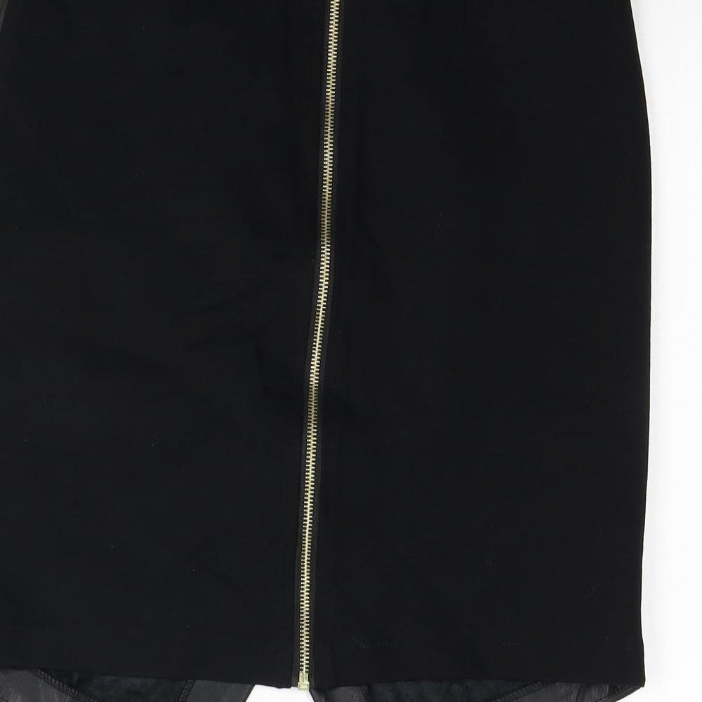 BiBA Womens Black Polyester A-Line Skirt Size 8 Zip