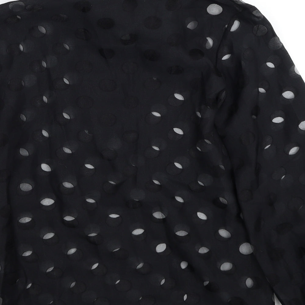 CBR Womens Black Geometric Polyester Basic Blouse Size S V-Neck