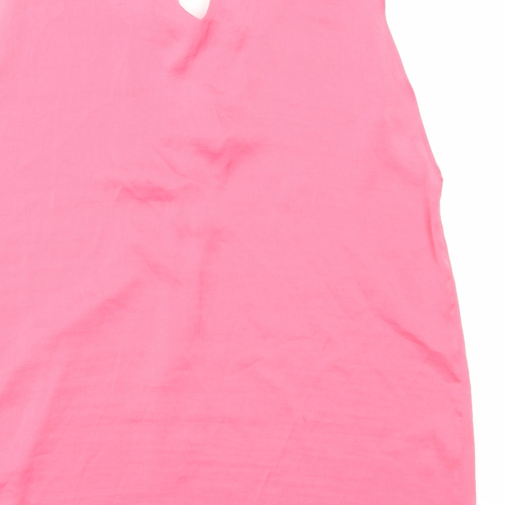 Marks & Spencer Womens Pink Polyester Basic Tank Size 16 V-Neck