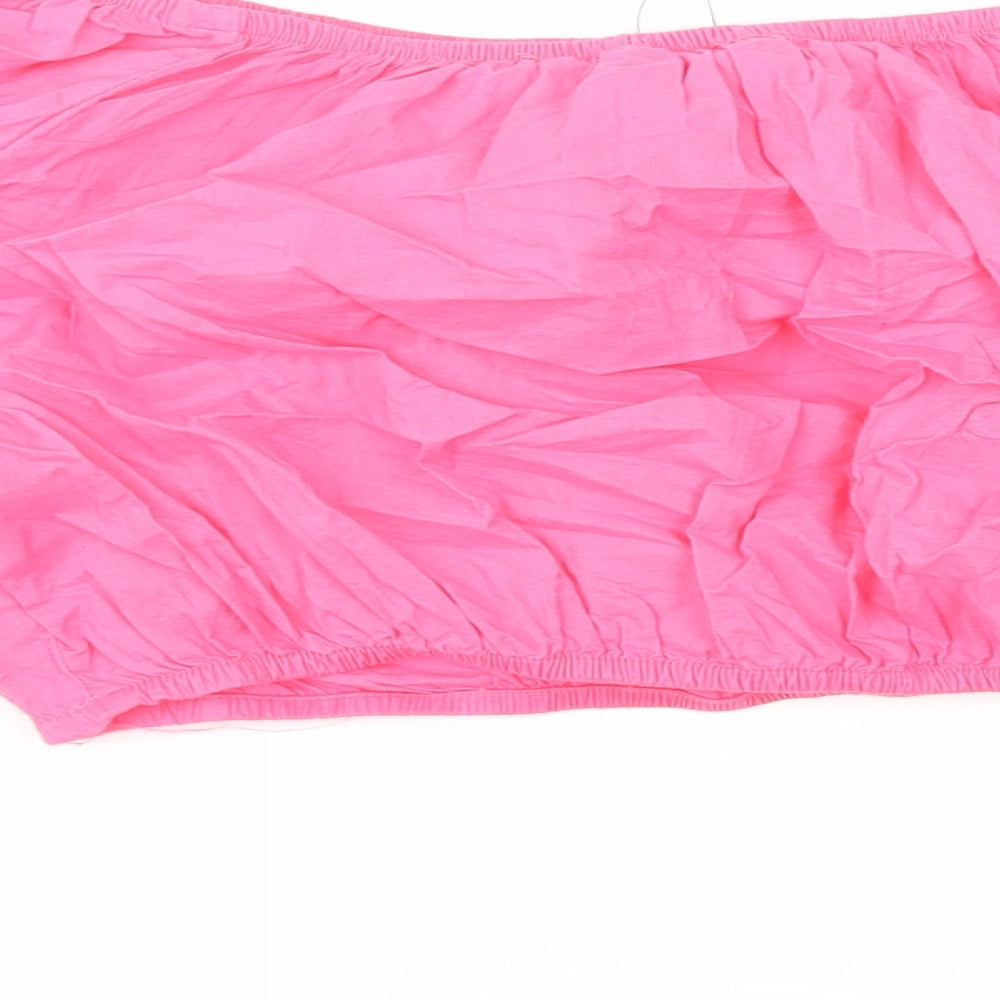 Marks & Spencer Womens Pink Cotton Cropped Blouse Size 20 Off the Shoulder - Bardot