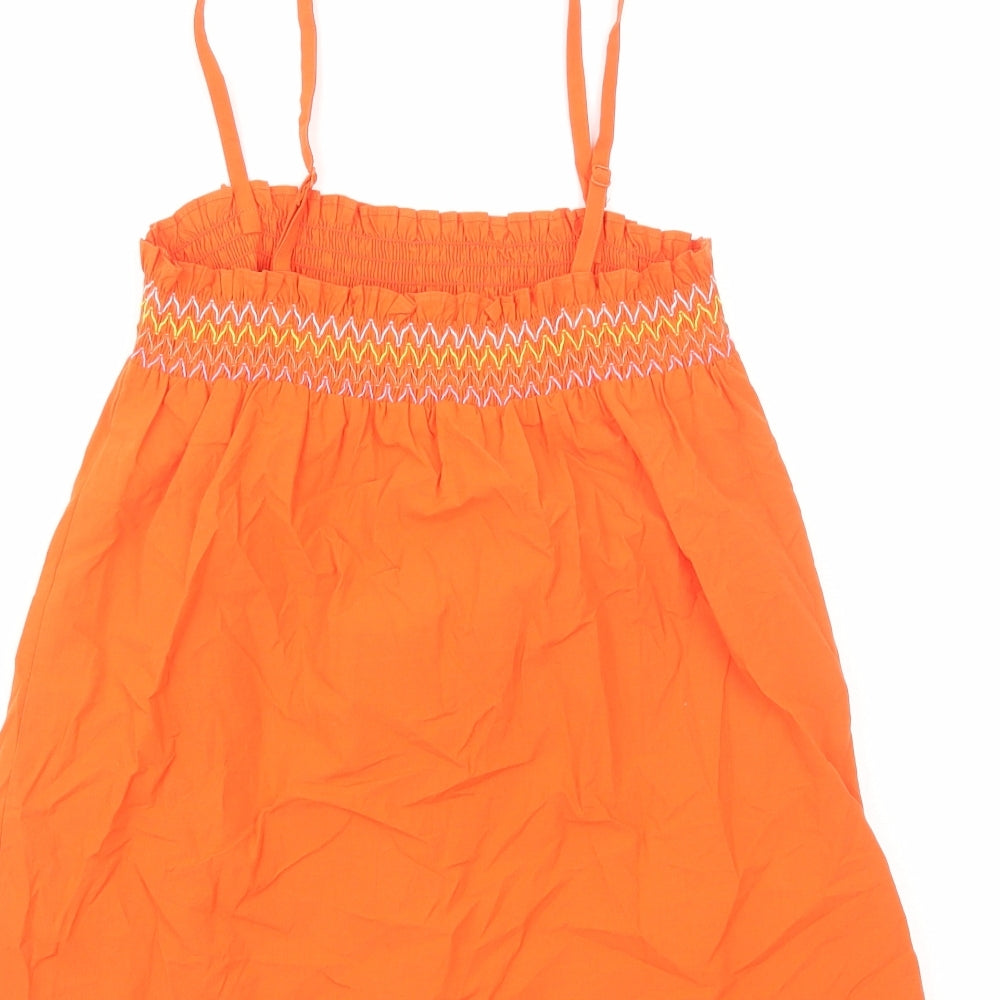 Marks & Spencer Womens Orange Cotton Camisole Blouse Size 6 Square Neck