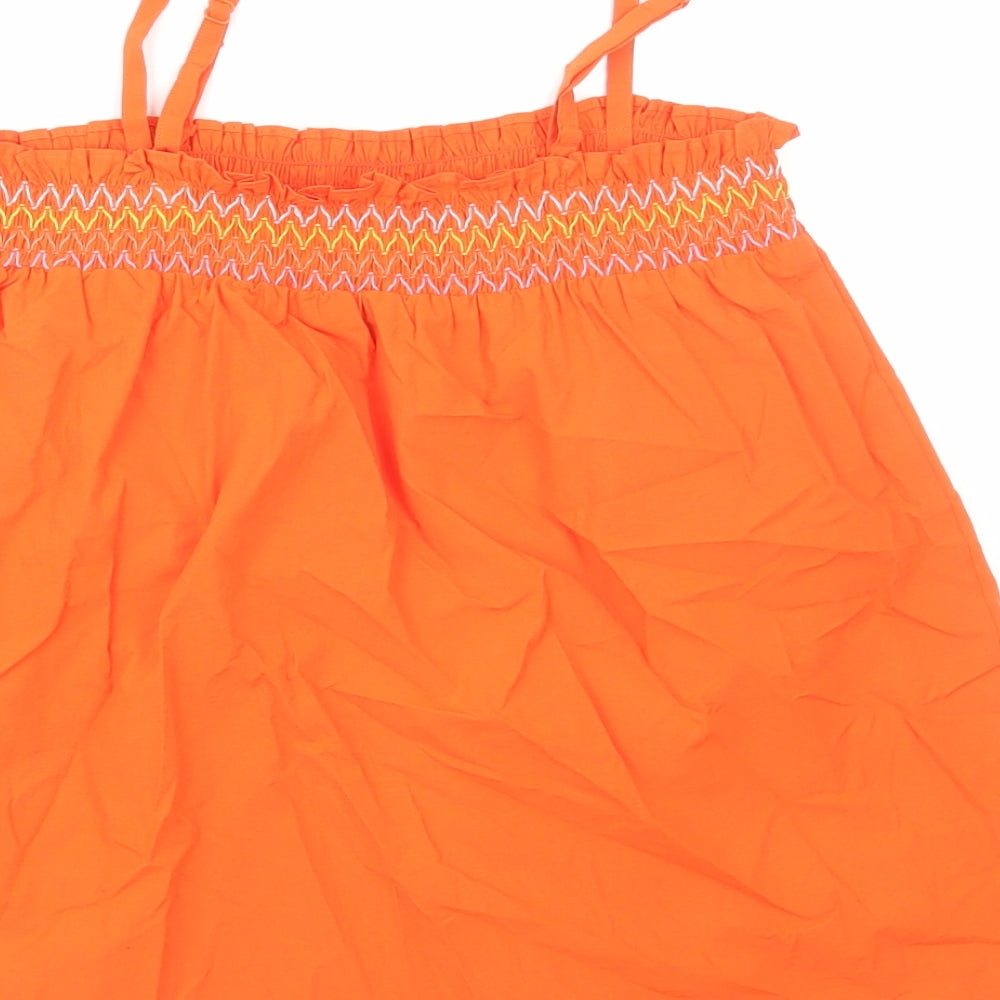 Marks & Spencer Womens Orange Cotton Camisole Blouse Size 8 Square Neck