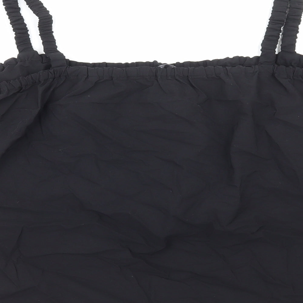 Marks & Spencer Womens Black Cotton Cropped Tank Size 20 Square Neck