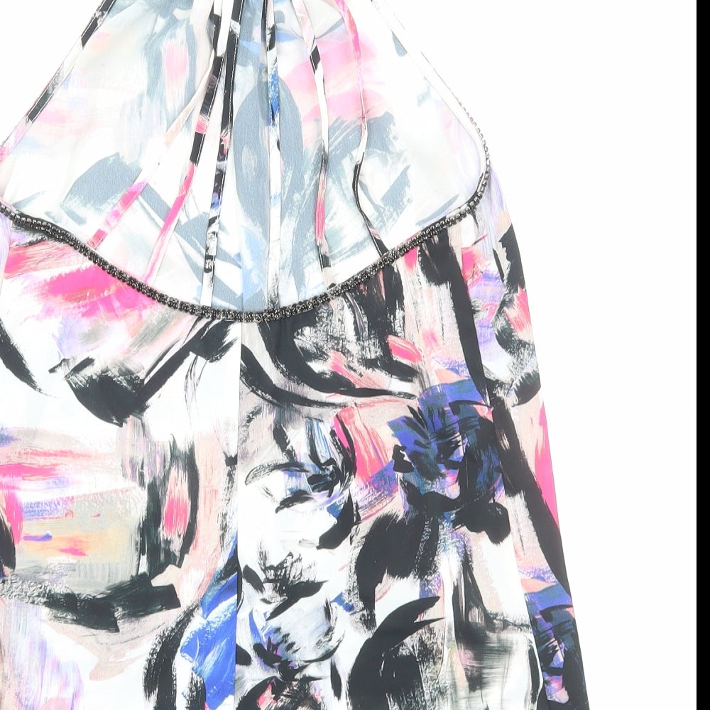 Warehouse Womens Multicoloured Floral Polyester Basic Tank Size 6 Round Neck