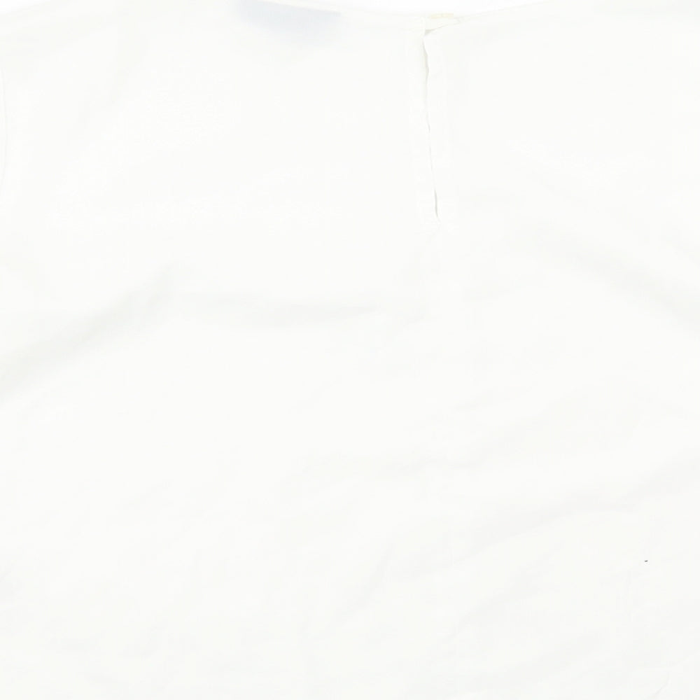 Topshop Womens White Polyester Basic Blouse Size 8 Boat Neck - Flute Sleeve