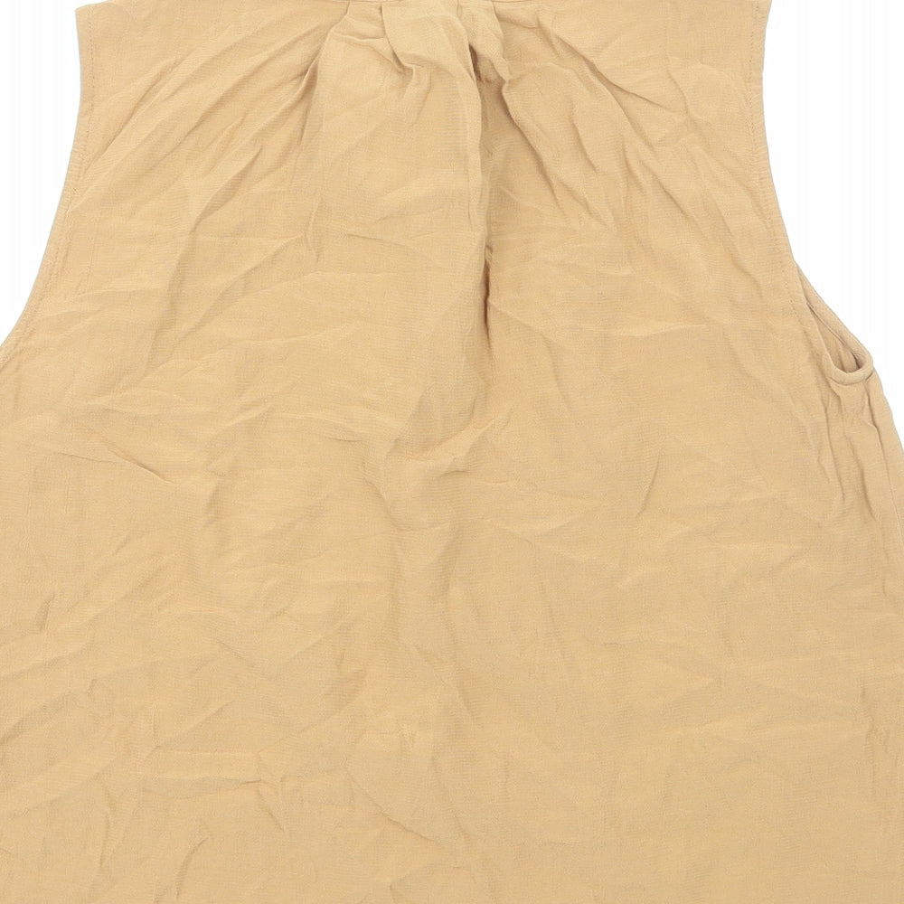 VERO MODA Womens Brown Polyester Basic Tank Size M Scoop Neck