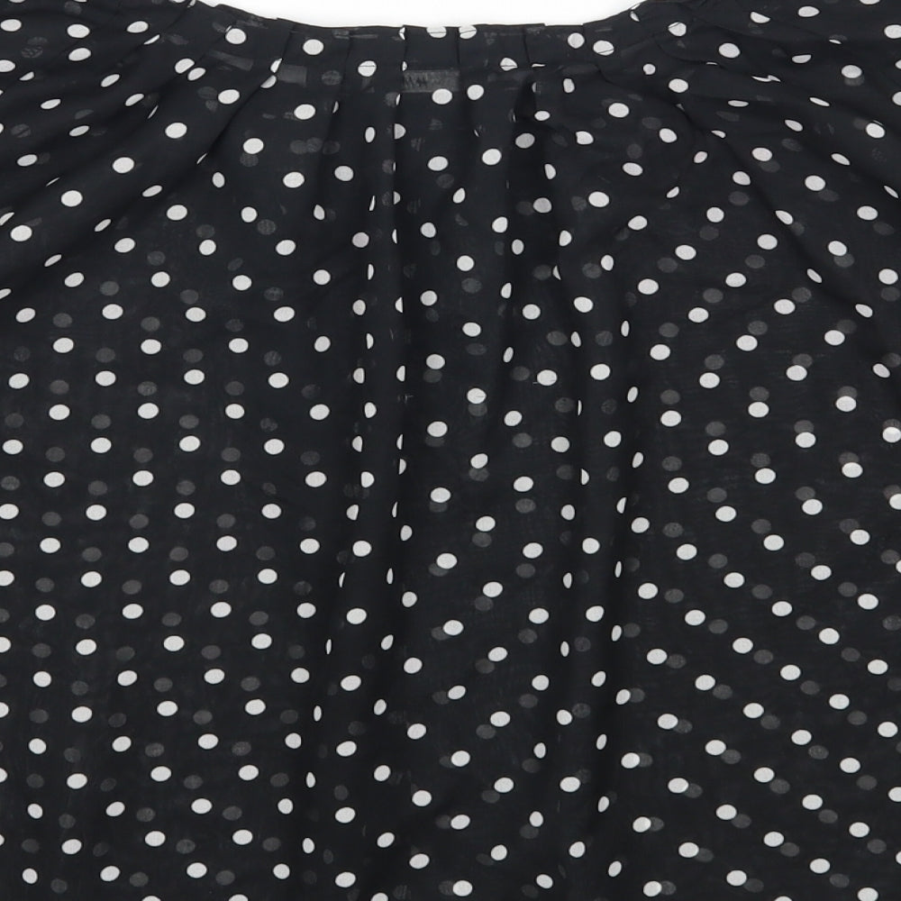 H&M Womens Black Polka Dot Polyester Basic Button-Up Size 6 Scoop Neck