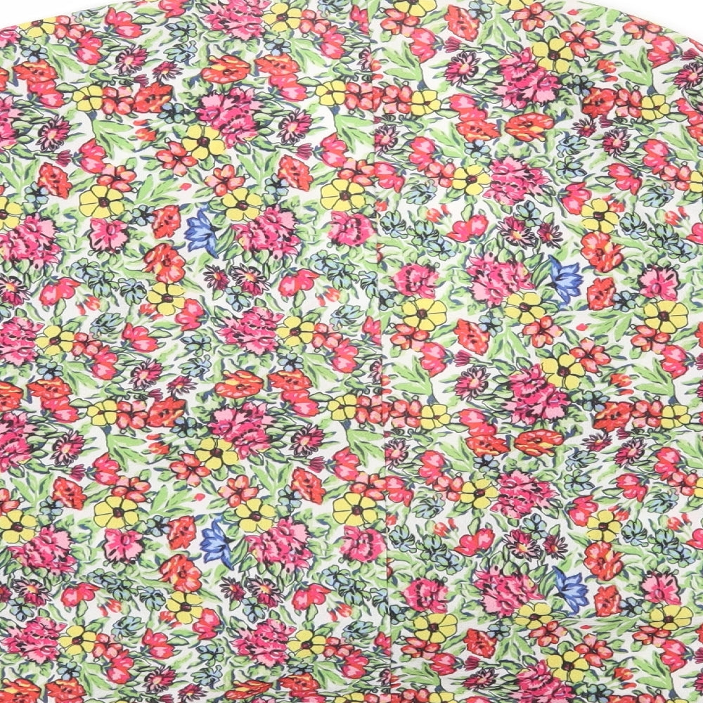 In the Style Womens Multicoloured Floral Polyester Cropped Blouse Size 10 V-Neck