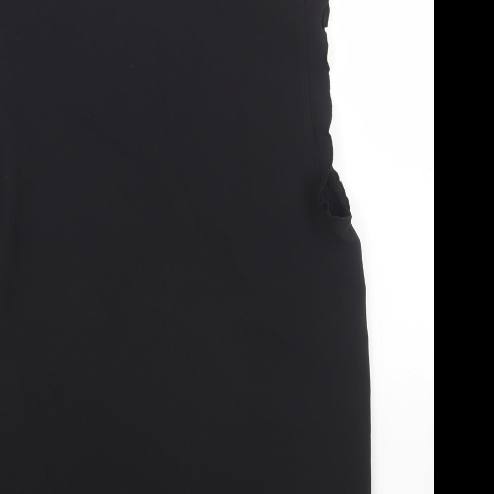 H&M Womens Black Polyester Basic Blouse Size 6 V-Neck