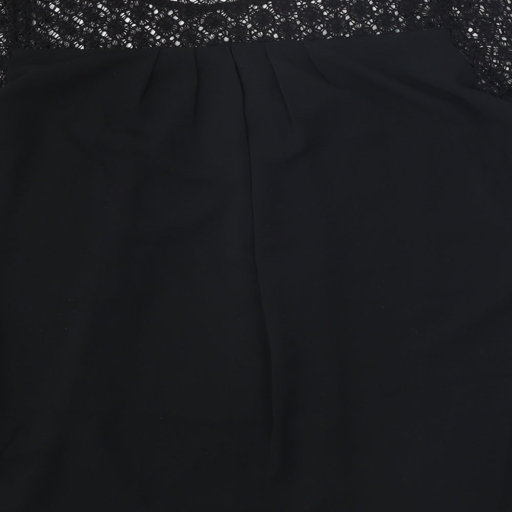Limited Edition Womens Black Polyester Basic Blouse Size 10 Scoop Neck - Lace Detail