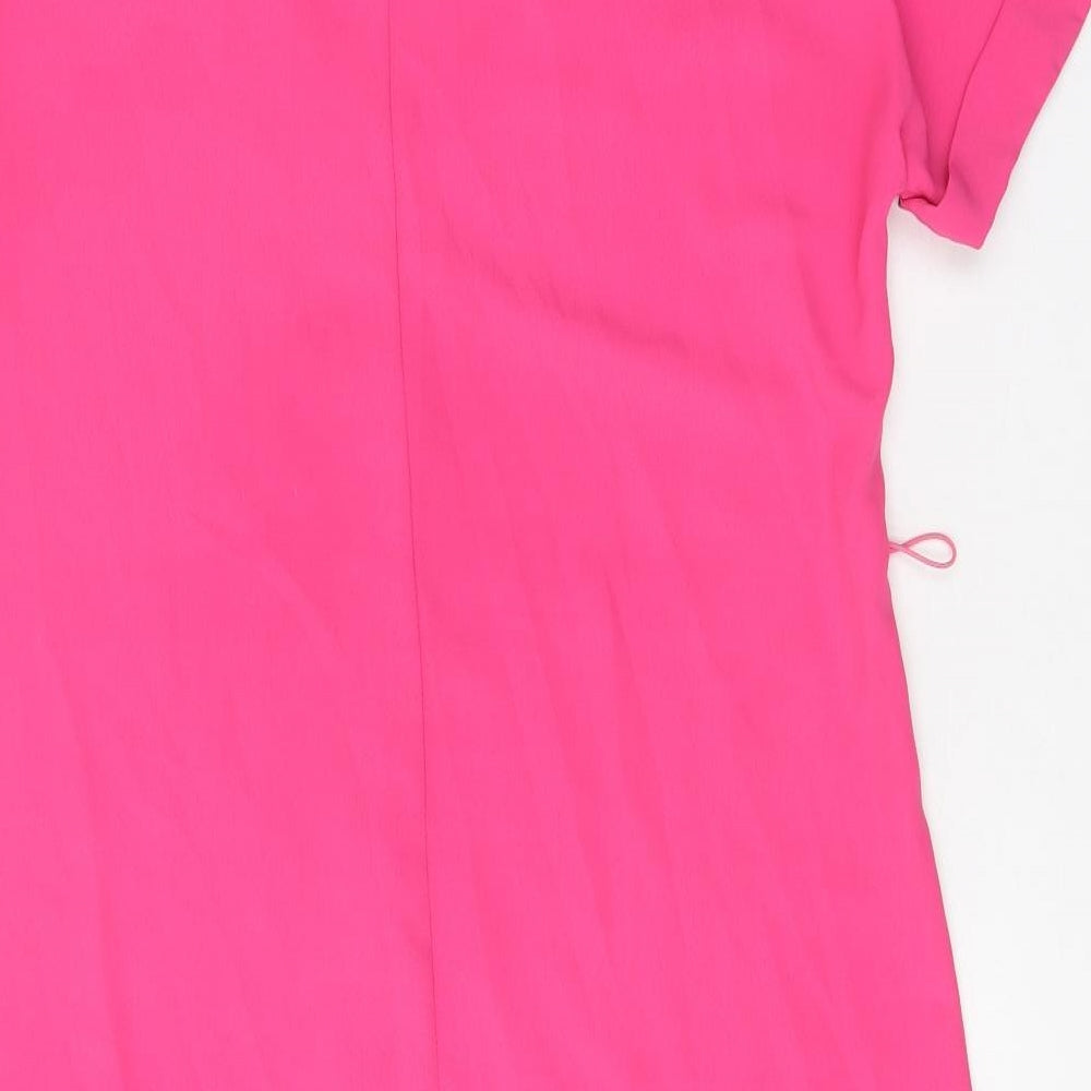 Wallis Womens Pink Polyester Shift Size 10 V-Neck Button