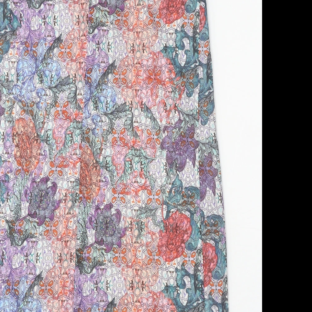 H&M Womens Multicoloured Floral Polyester Shift Size 8 Round Neck Snap