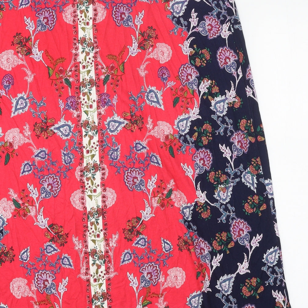 Preworn Womens Multicoloured Geometric Polyester Flare Skirt Size 33 in