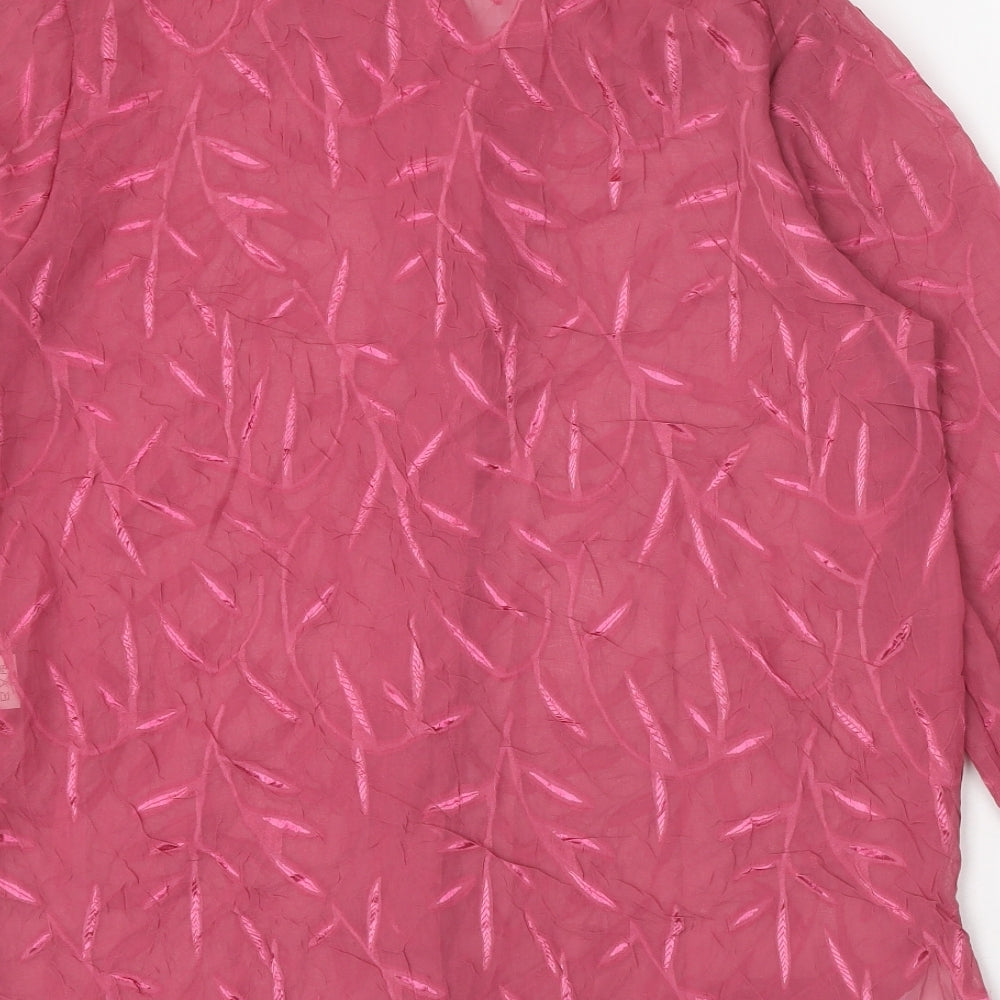 The Pearl Collection Womens Pink Geometric Polyester Basic Button-Up Size 12 V-Neck