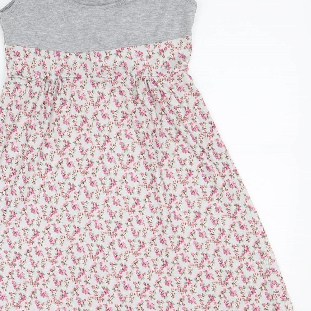 Atmosphere Womens Grey Floral Viscose Skater Dress Size 10 Scoop Neck Pullover