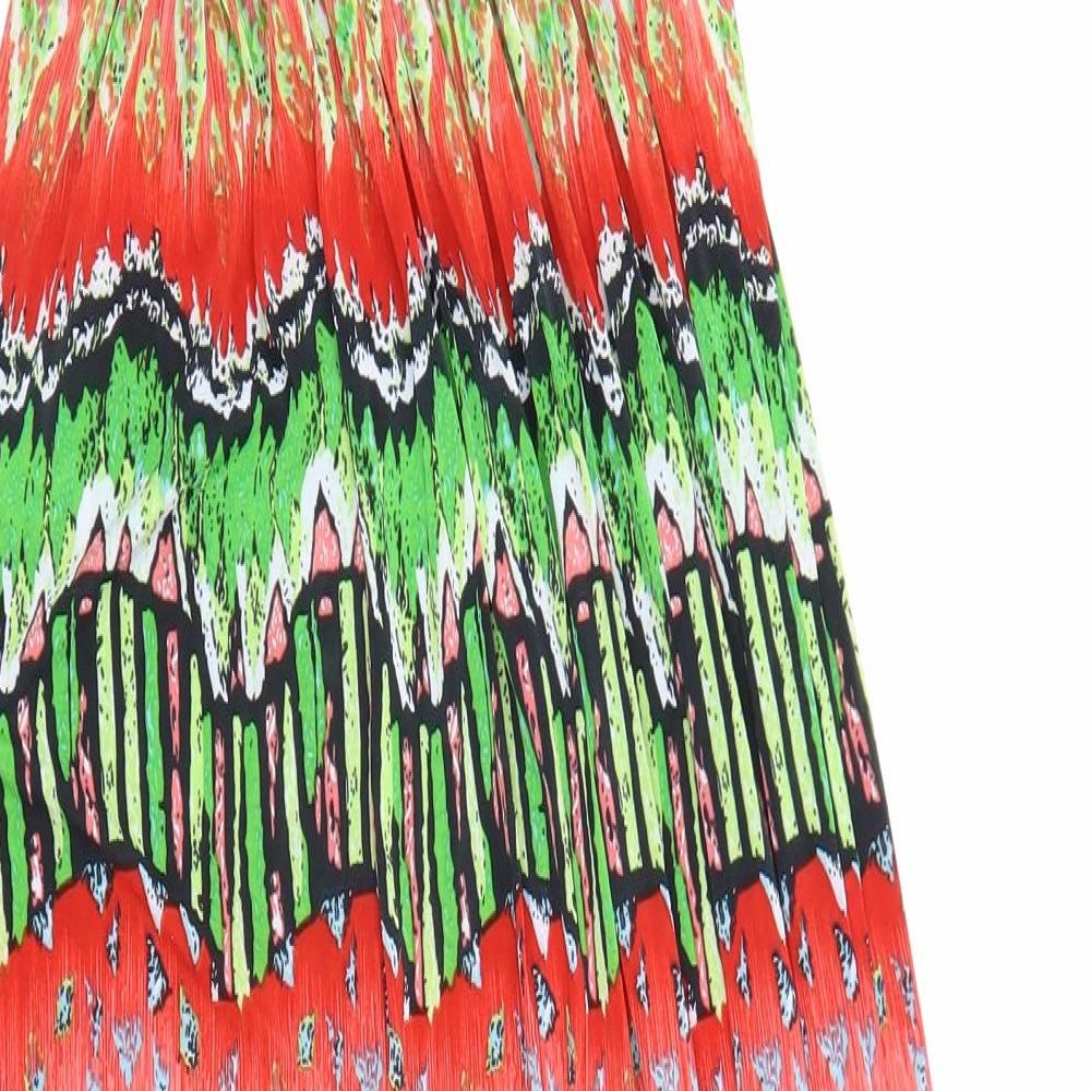 Stacy B Womens Multicoloured Geometric Polyester Maxi Size S Square Neck Pullover