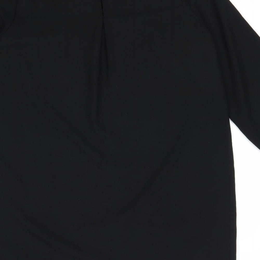 H&M Womens Black Polyester Shift Size 10 Boat Neck Pullover