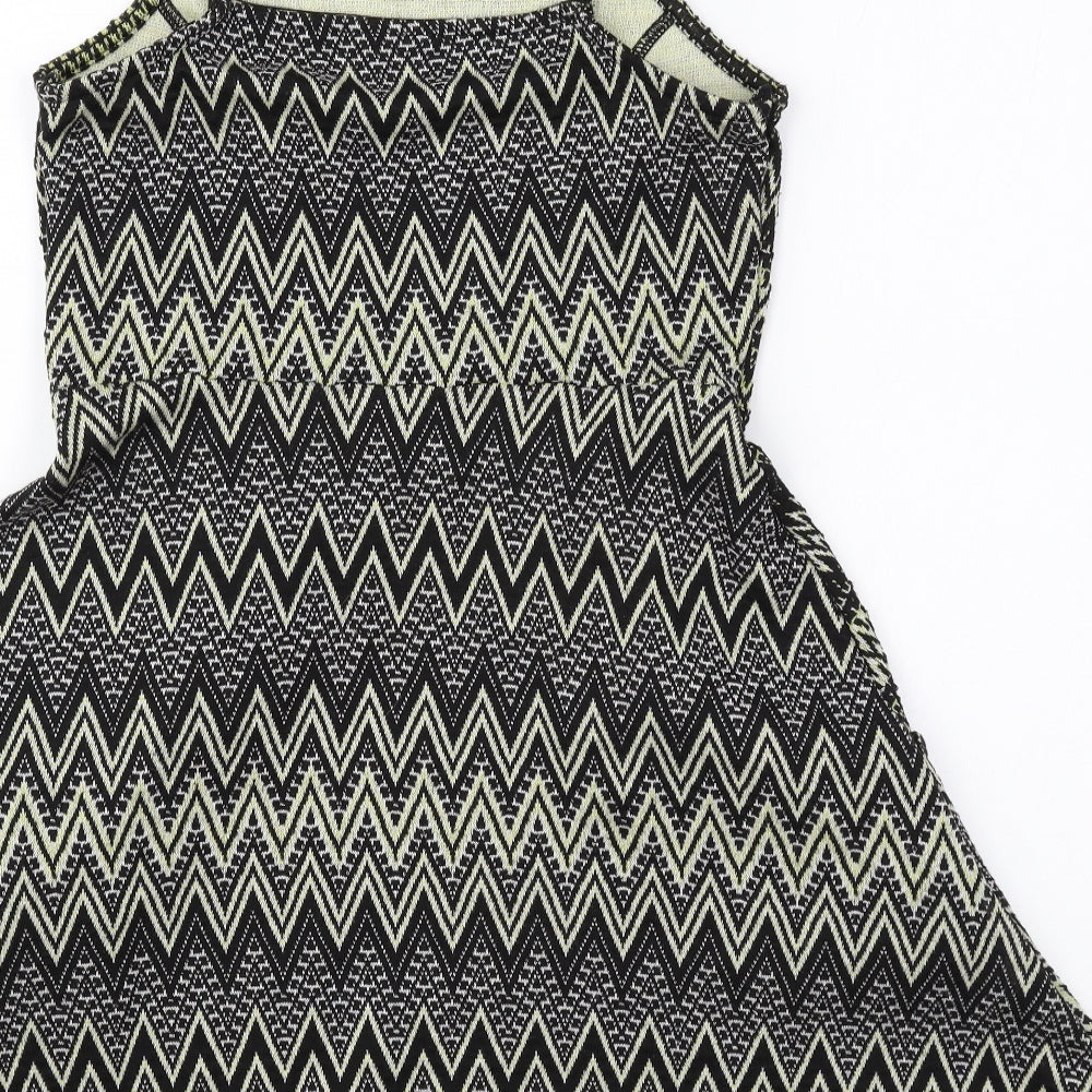 Topshop Womens Multicoloured Geometric Polyester Mini Size 10 Square Neck Pullover
