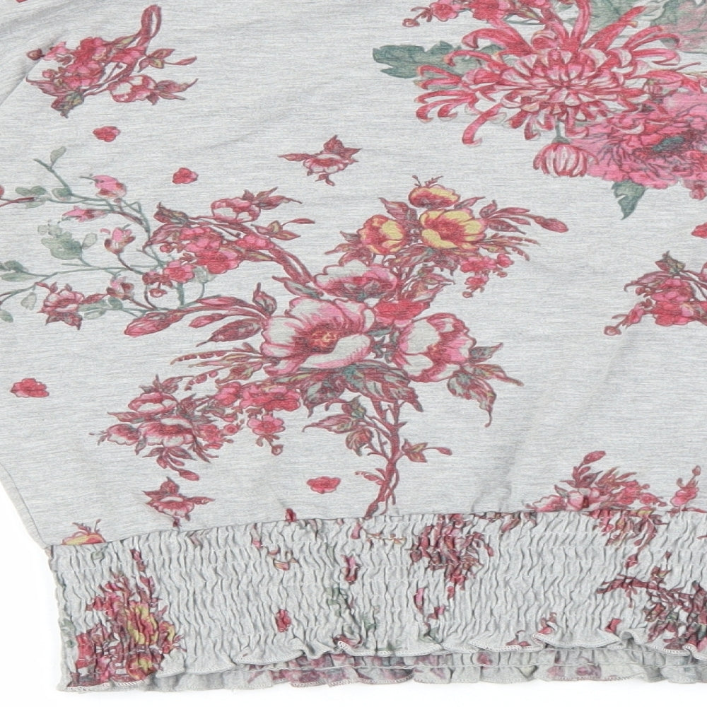 Marks & Spencer Womens Grey Floral Elastane Pullover Sweatshirt Size 12 Pullover