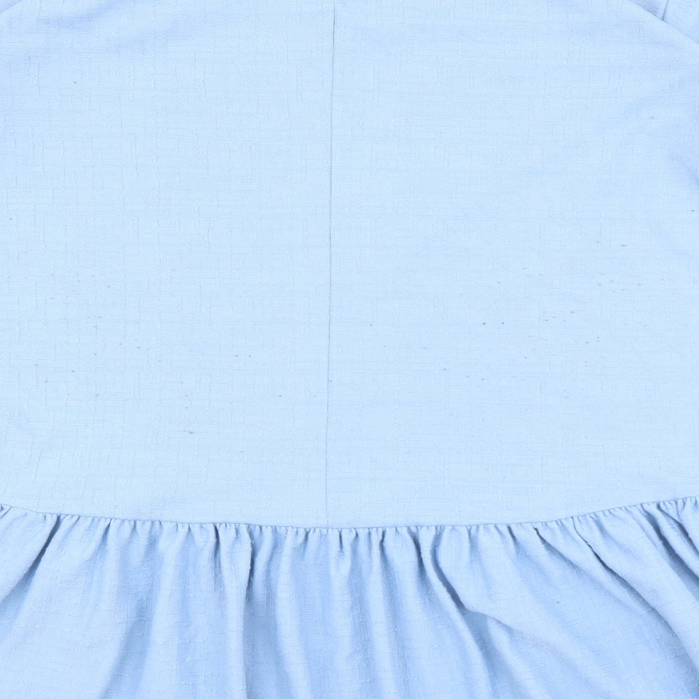ASOS Womens Blue Polyester A-Line Size 10 Round Neck Button