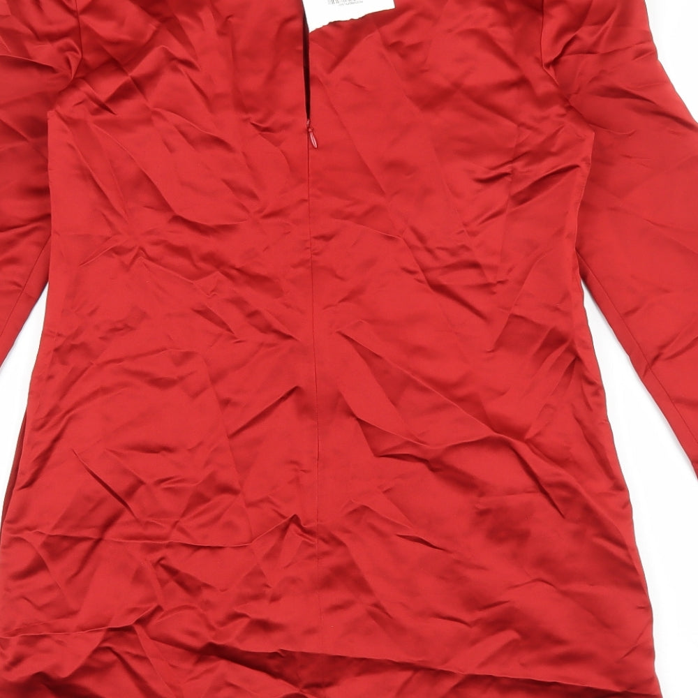 Zara Womens Red Polyester Mini Size M Round Neck Zip