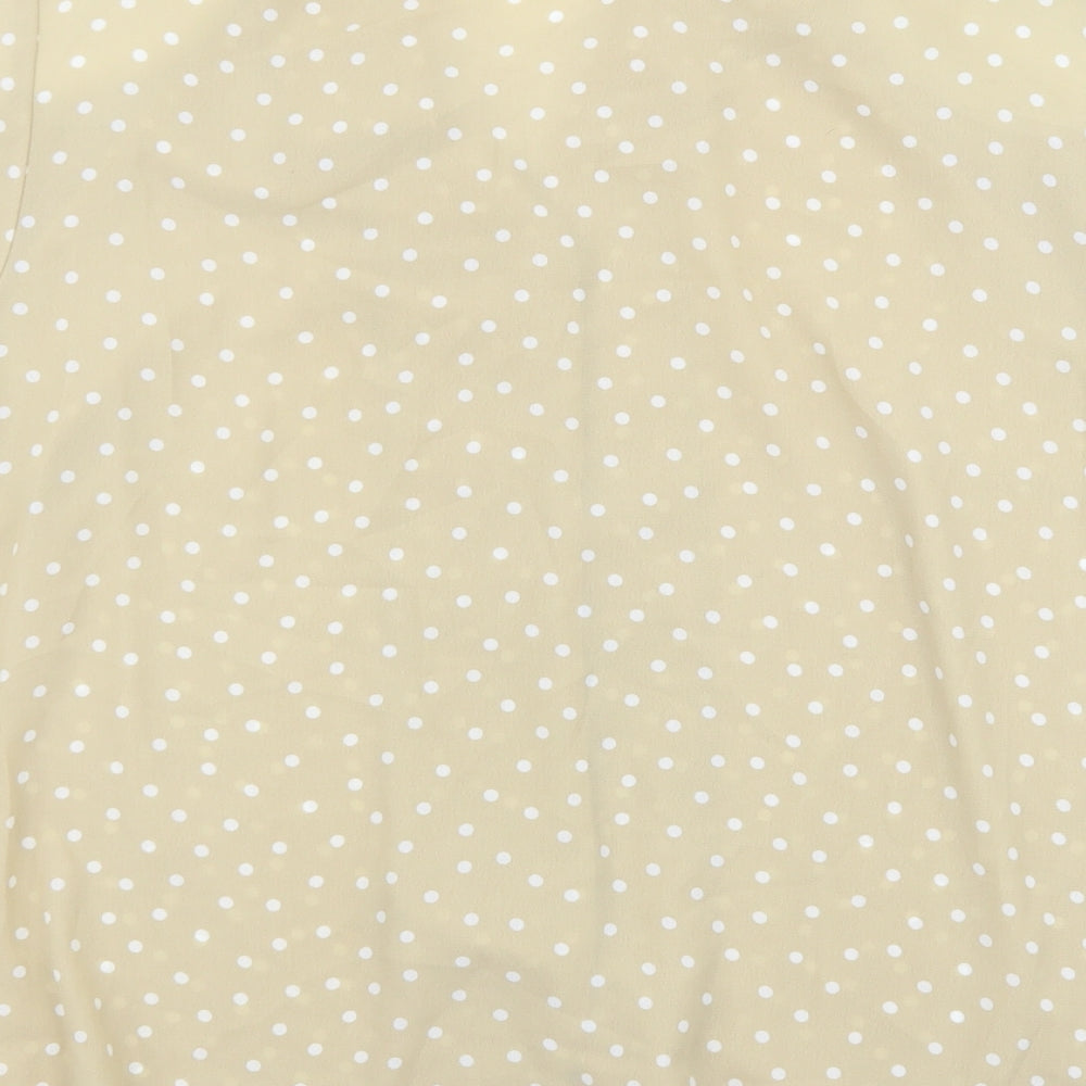 LUCIA Womens Beige Polka Dot Polyester Basic Button-Up Size 20 V-Neck