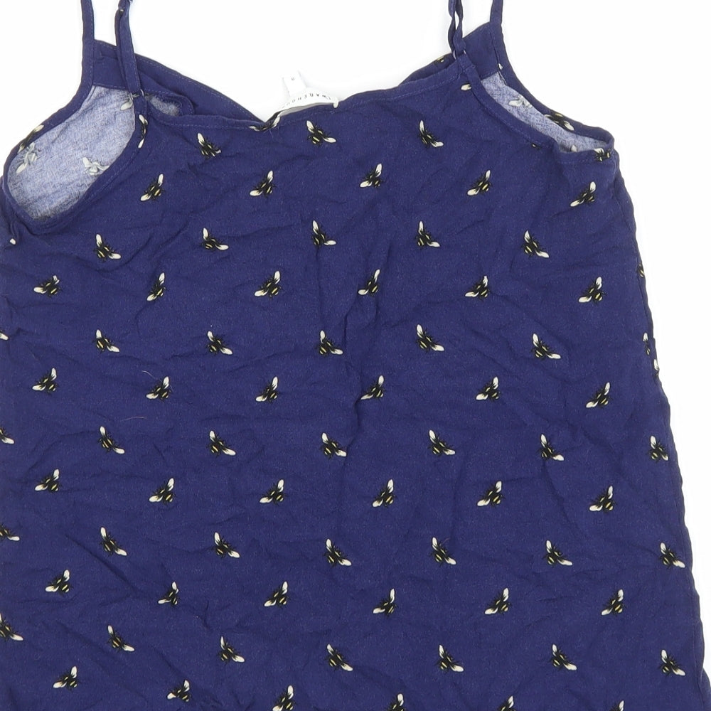 Warehouse Womens Blue Geometric Viscose Basic Tank Size 8 V-Neck - Bee Pattern