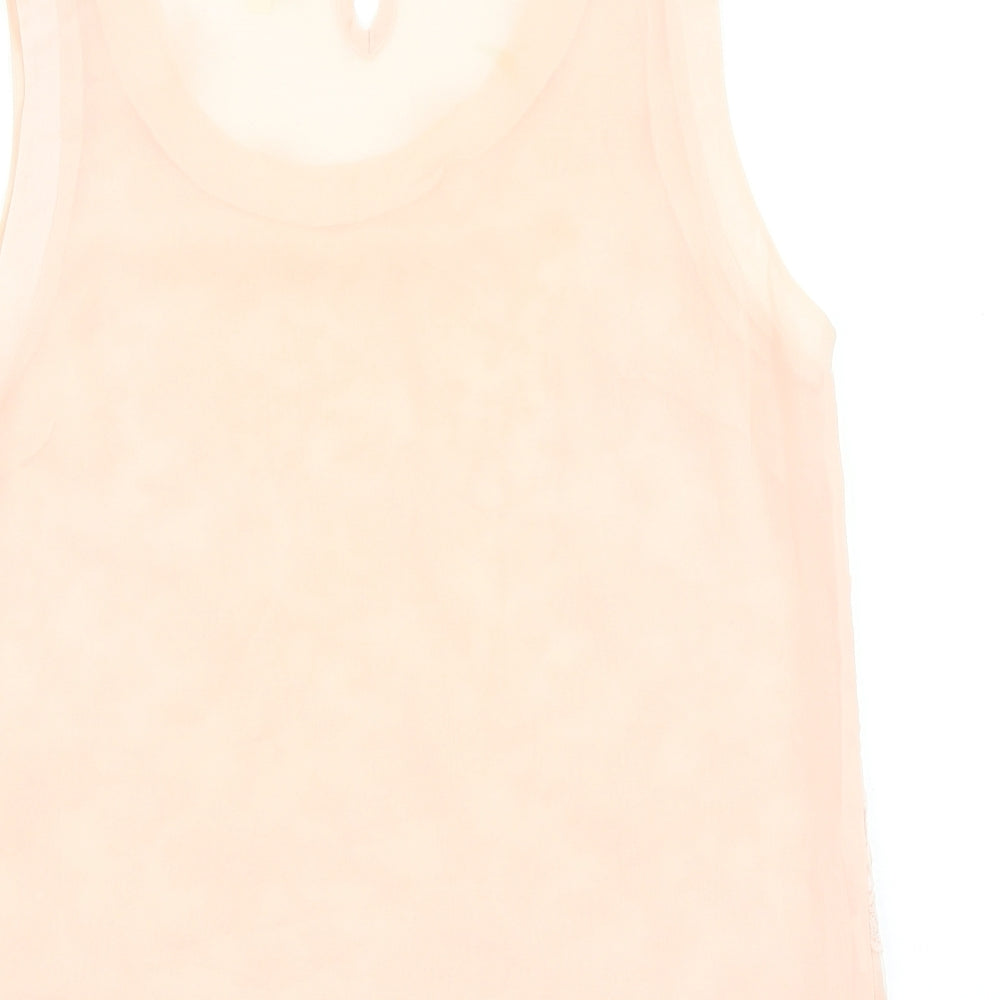 NEXT Womens Pink Floral Polyester Basic Tank Size 12 Scoop Neck