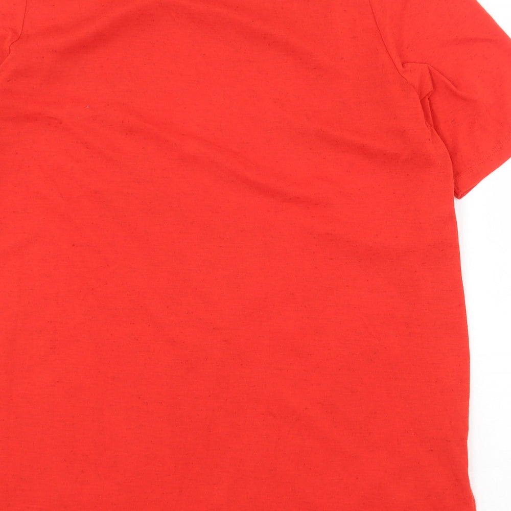 NEXT Womens Red Floral Polyester Basic T-Shirt Size 14 Scoop Neck