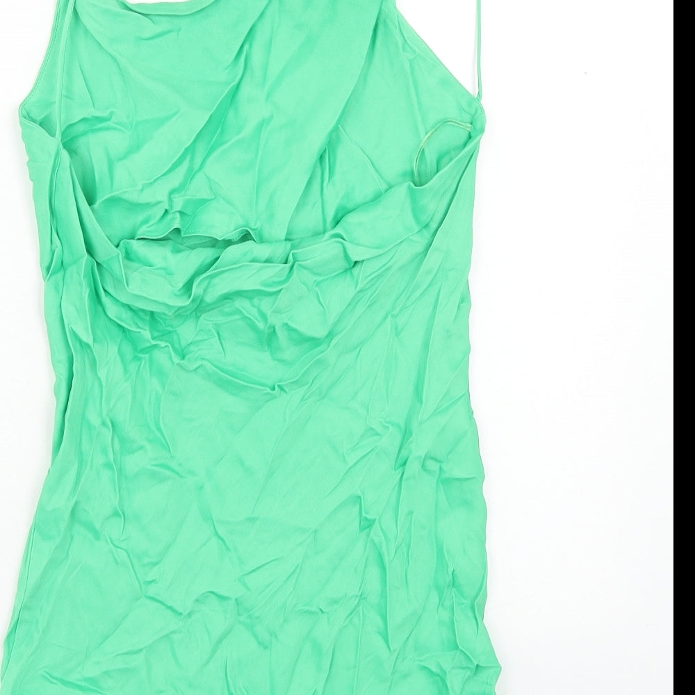 Zara Womens Green Viscose Mini Size S Cowl Neck Pullover