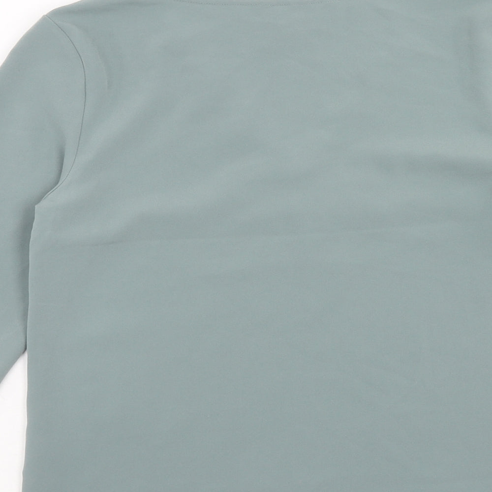 H&M Womens Blue Polyester Basic Blouse Size 8 V-Neck - Scallop Trim