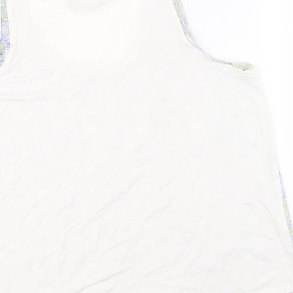 Marks and Spencer Womens White Geometric Polyester Basic Tank Size 16 Scoop Neck