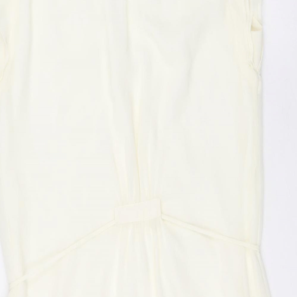 H&M Womens Ivory Polyester Shift Size 12 V-Neck Button