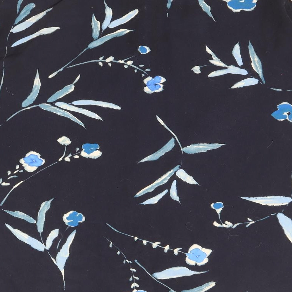 ELVI Womens Blue Floral Polyester Basic Button-Up Size 20 Collared